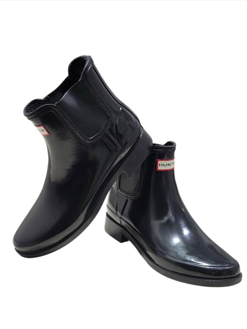 Hunter Classic Black Gloss Chelsea Rain Boots for Men Sz(7M)/Women Sz(8W)